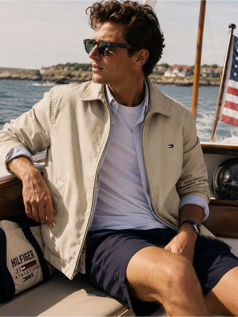 Tommy Hilfiger Men's Light Beige Bomber Jacket